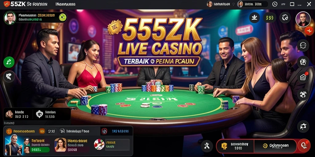 Tampilan gameplay Live Casino yang mendebarkan di 555ZK.