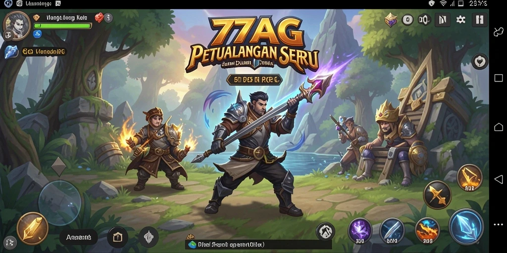 Screenshot gameplay 77AG dengan aksi seru karakter RPG.
