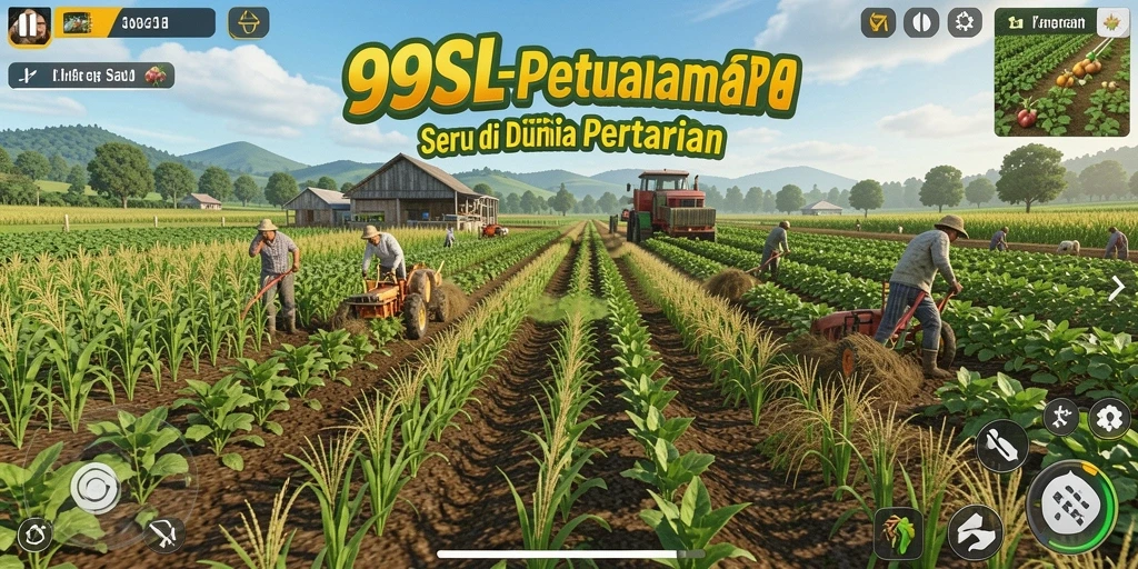 Screenshot gameplay 99SL dengan aktivitas bertani yang penuh warna.
