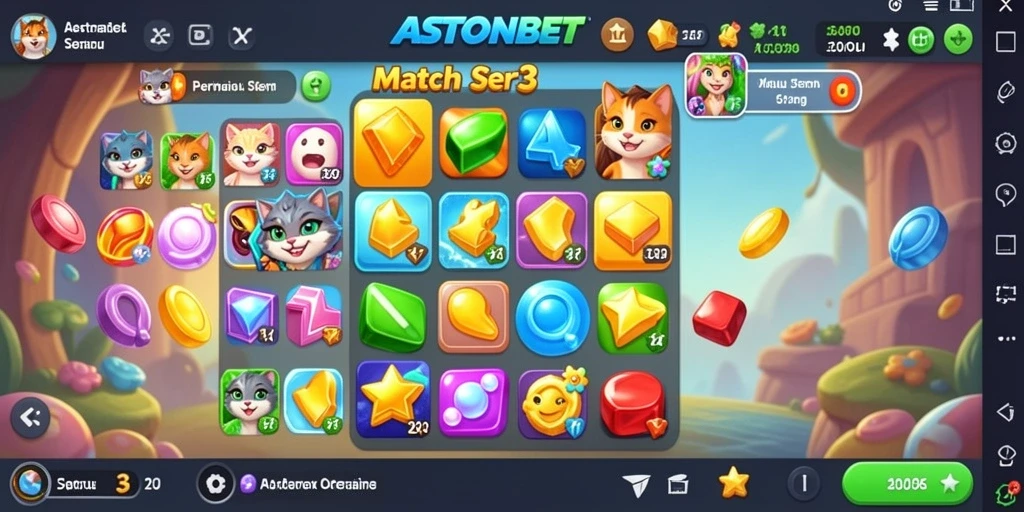 Tangkapan layar dari gameplay seru Match-3 ASTONBET.