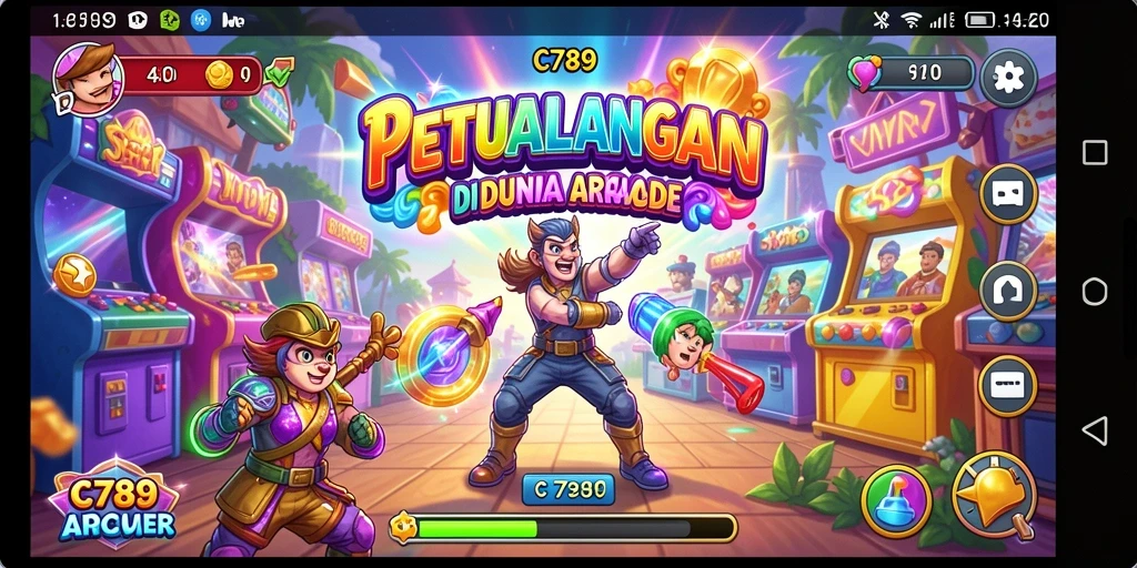 Screenshot gameplay C789 yang menunjukkan aksi seru dan warna-warni.