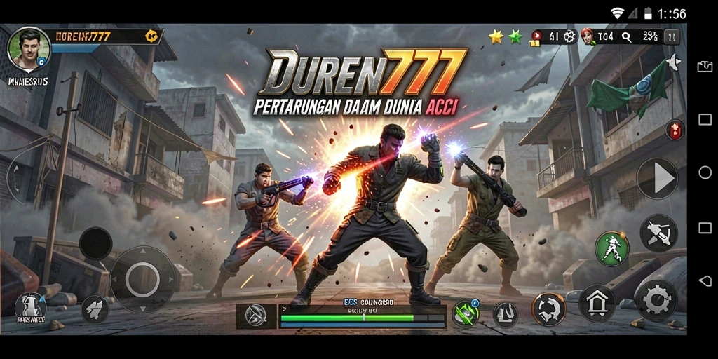 Tangkapan layar DUREN777 menampilkan pertarungan menarik dengan grafis menakjubkan.