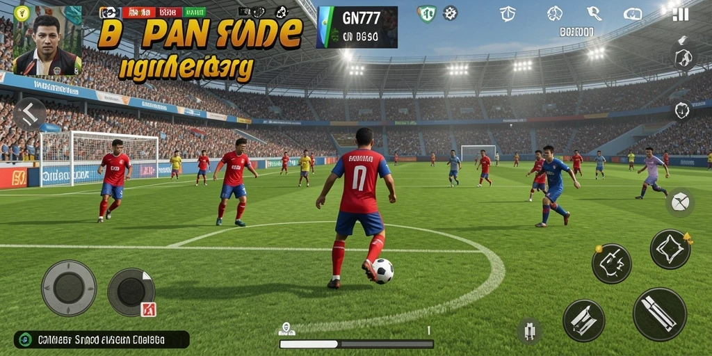 Tampilan gameplay GN777 dengan aksi sepak bola yang mendebarkan.
