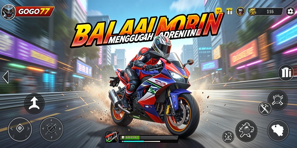 Tangkapan layar gameplay GOGO77 yang mendebarkan saat balapan motor.