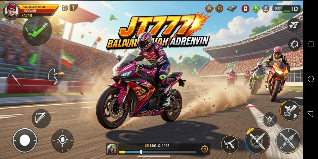 Gameplay seru dan menegangkan dalam JT777 dengan balapan motor.