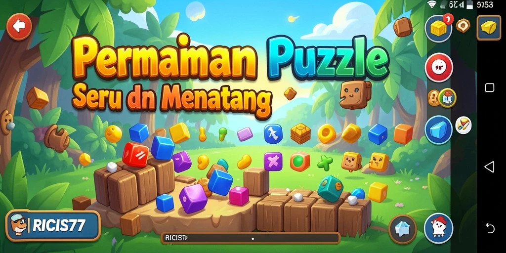 Screenshot gameplay RICIS77 menunjukkan tantangan Puzzle yang menarik.