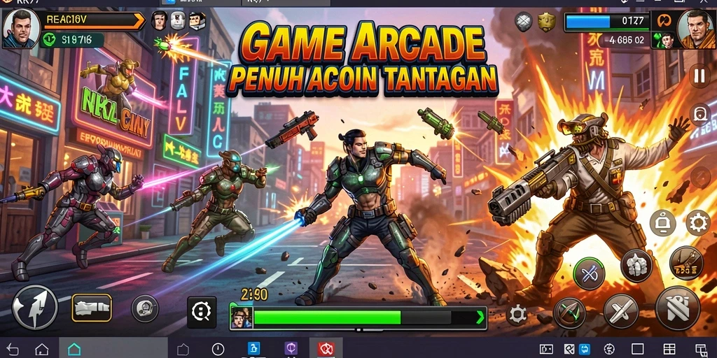 Screenshot gameplay RK77 menampilkan aksi seru dalam game Arcade.