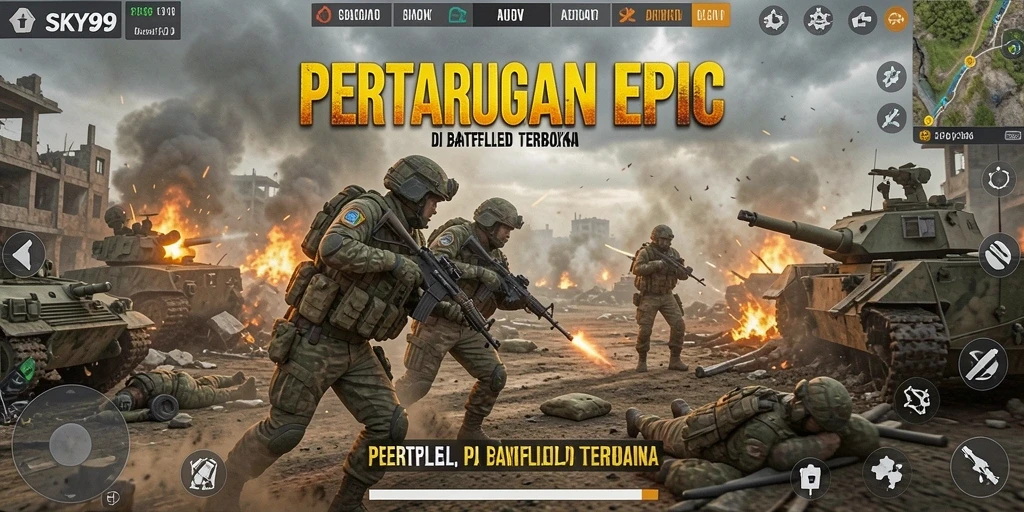 Gameplay intens di SKY99 dengan aksi pertempuran Battle Royale.