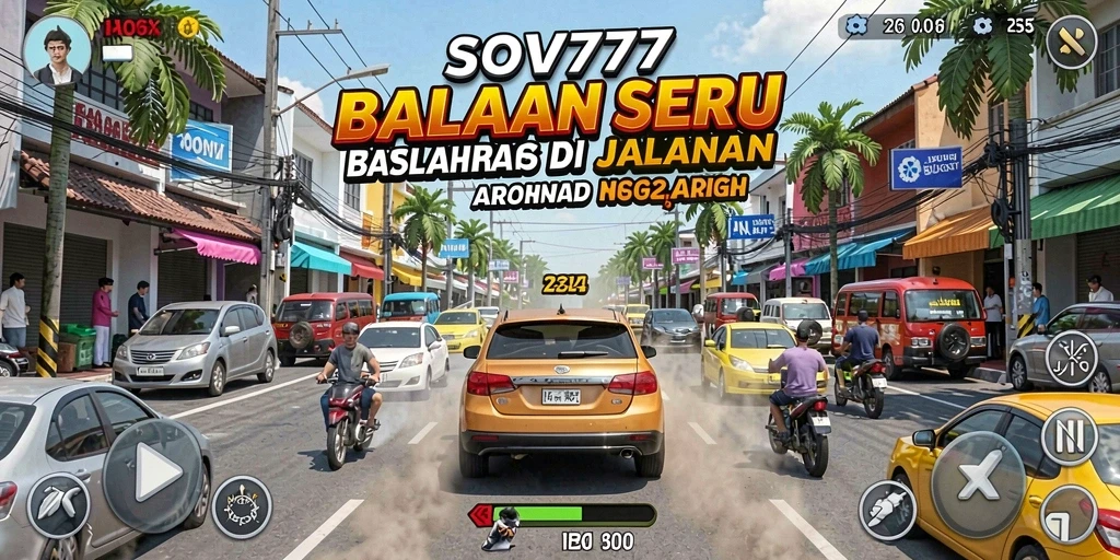 Gameplay SOV777 yang seru dengan balapan cepat dan grafis memukau.