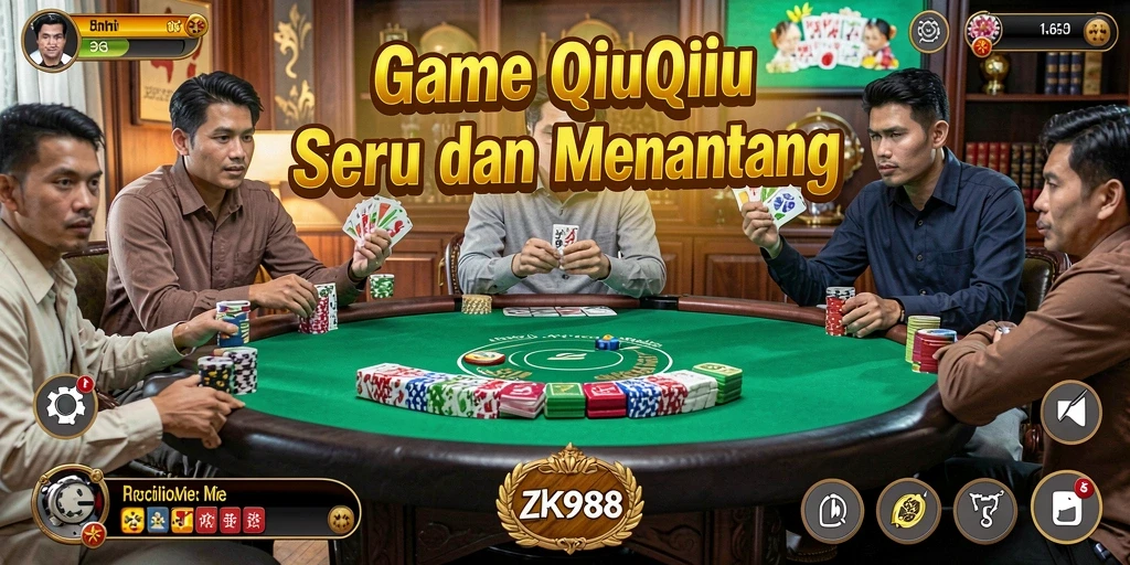 Tampilan permainan QiuQiu yang seru dan menantang di ZK988.